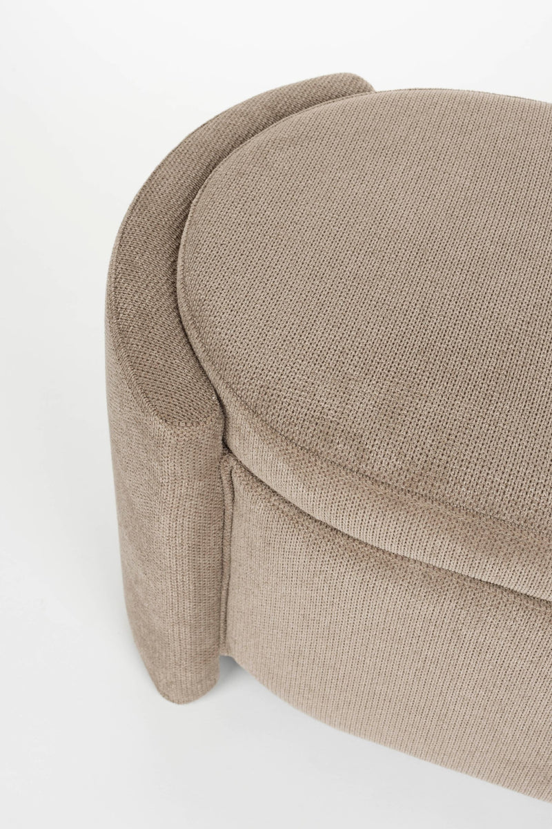 Sitzbank Miro, oval geformt in Grau mit Polyesterbezug für Wohnzimmer