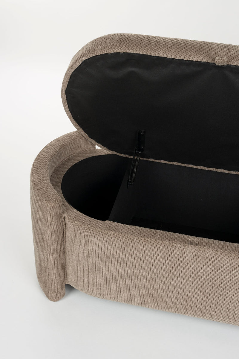 Sitzbank Miro, oval geformt in Grau mit Polyesterbezug für Wohnzimmer