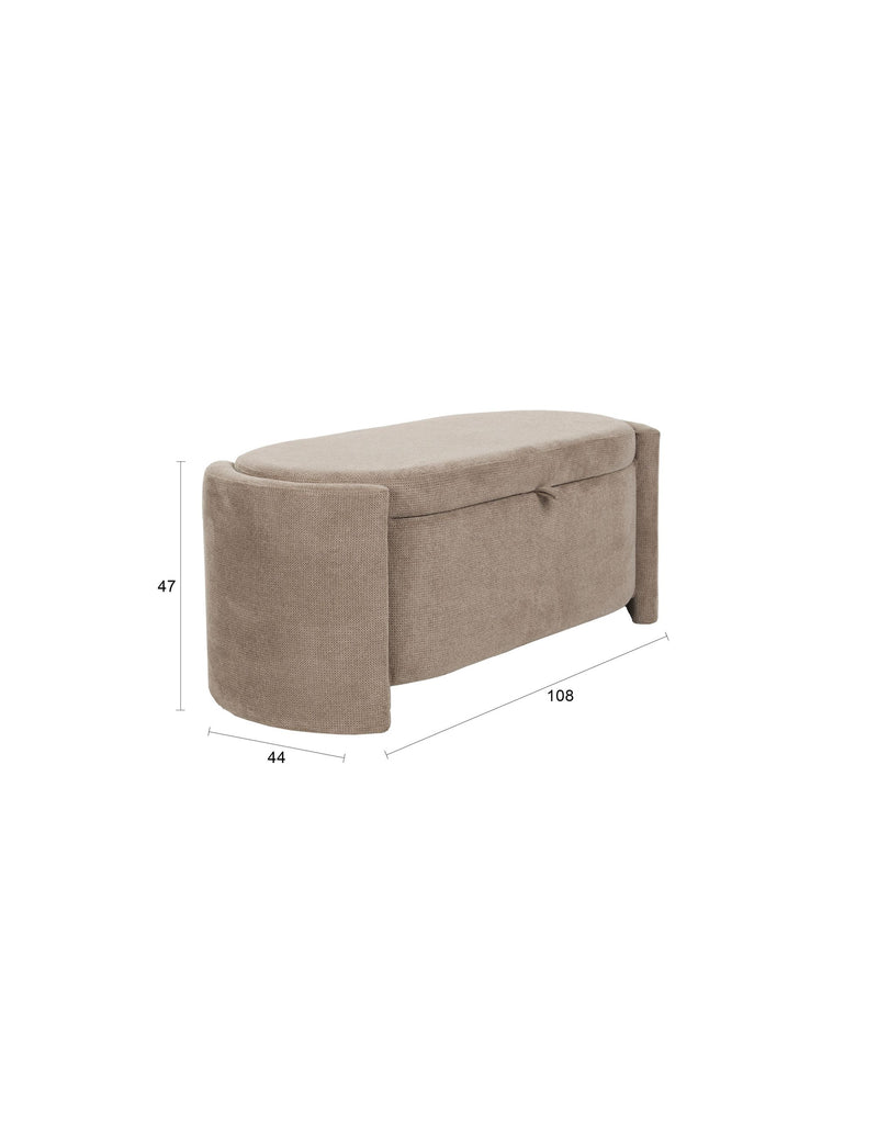 Sitzbank Miro, oval geformt in Grau mit Polyesterbezug für Wohnzimmer