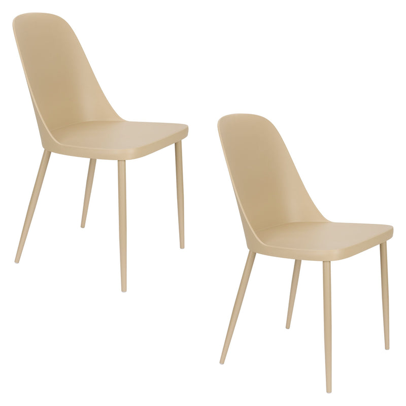 Esszimmerstuhl Pip im 2er-Set, Beige mit durchgefärbtem Metallgestell