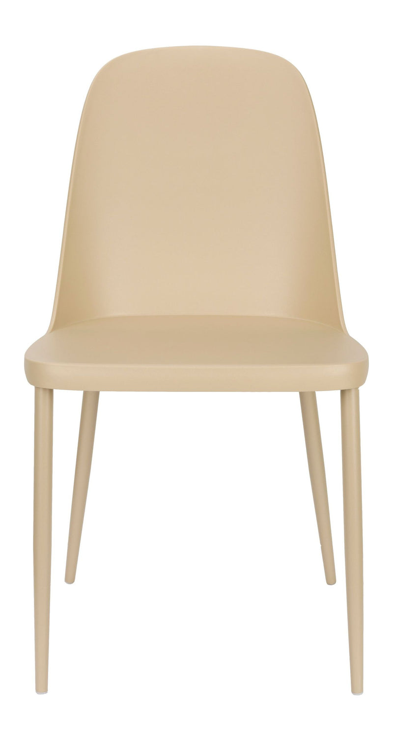 Esszimmerstuhl Pip im 2er-Set, Beige mit durchgefärbtem Metallgestell
