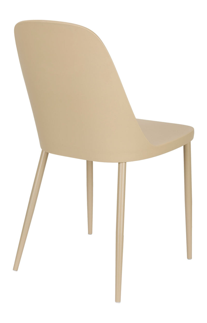 Esszimmerstuhl Pip im 2er-Set, Beige mit durchgefärbtem Metallgestell