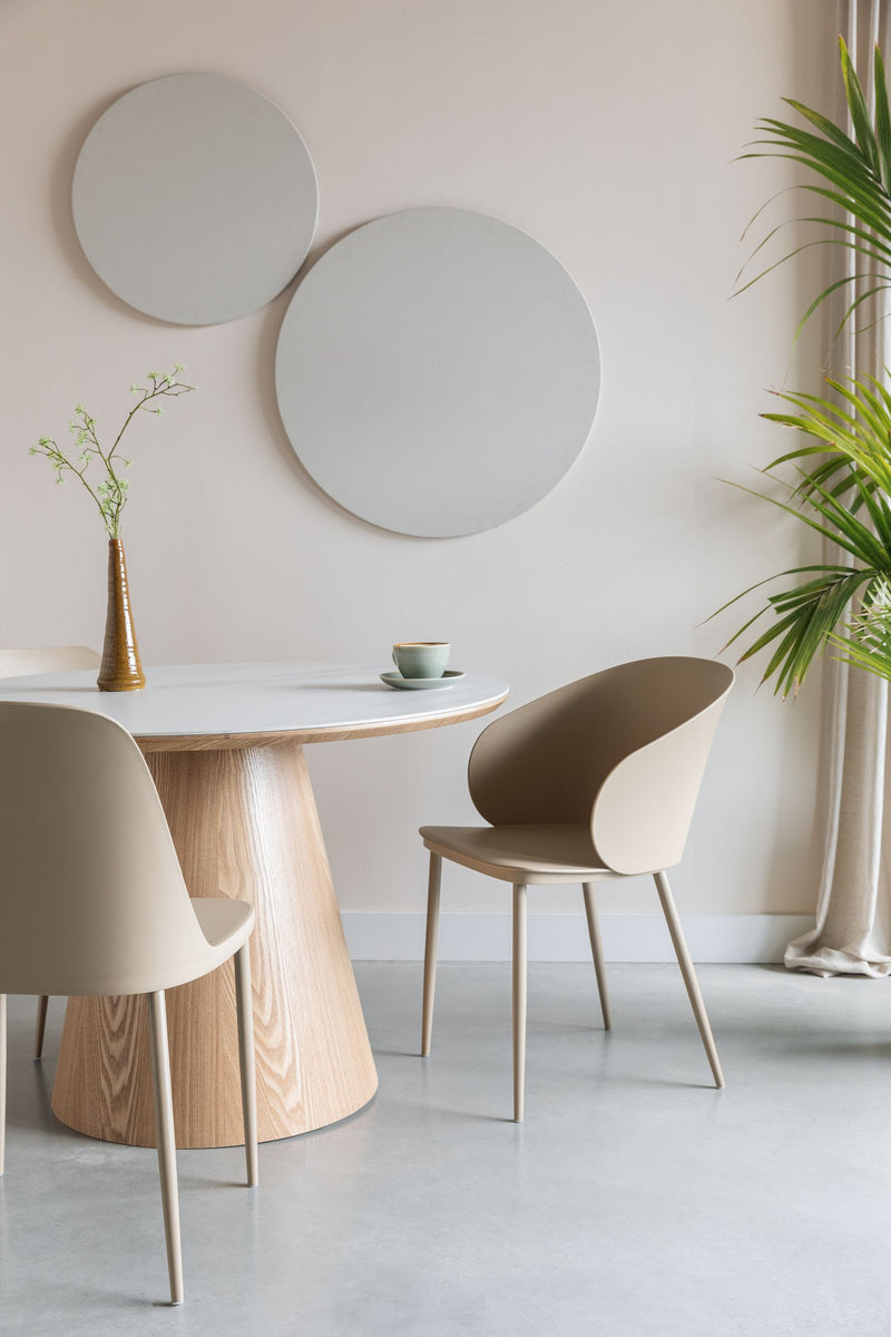 Esszimmerstuhl Pip im 2er-Set, Beige mit durchgefärbtem Metallgestell