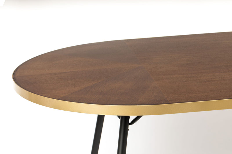 Esstisch Denise 200, oval mit Eschenfurnier und goldfarbener Kante
