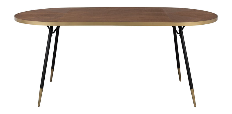 Esstisch Denise 200, oval mit Eschenfurnier und goldfarbener Kante