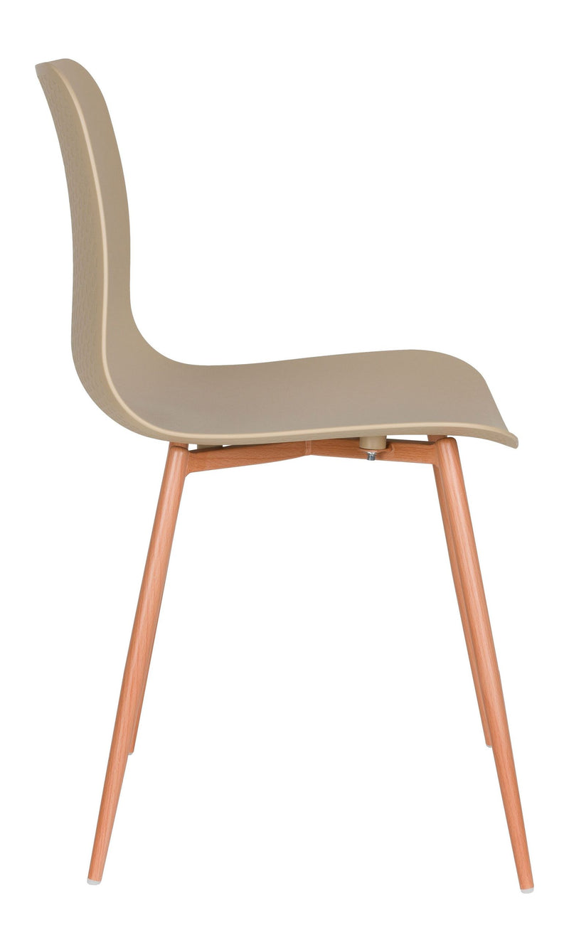 Esszimmerstuhl Leon im 2er-Set, Beige mit Gestell aus Stahl