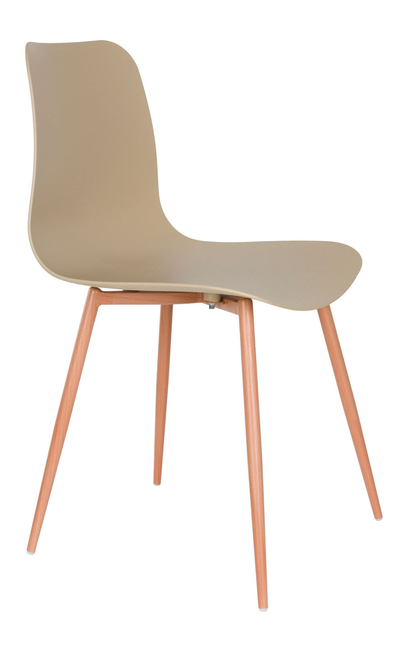 Esszimmerstuhl Leon im 2er-Set, Beige mit Gestell aus Stahl