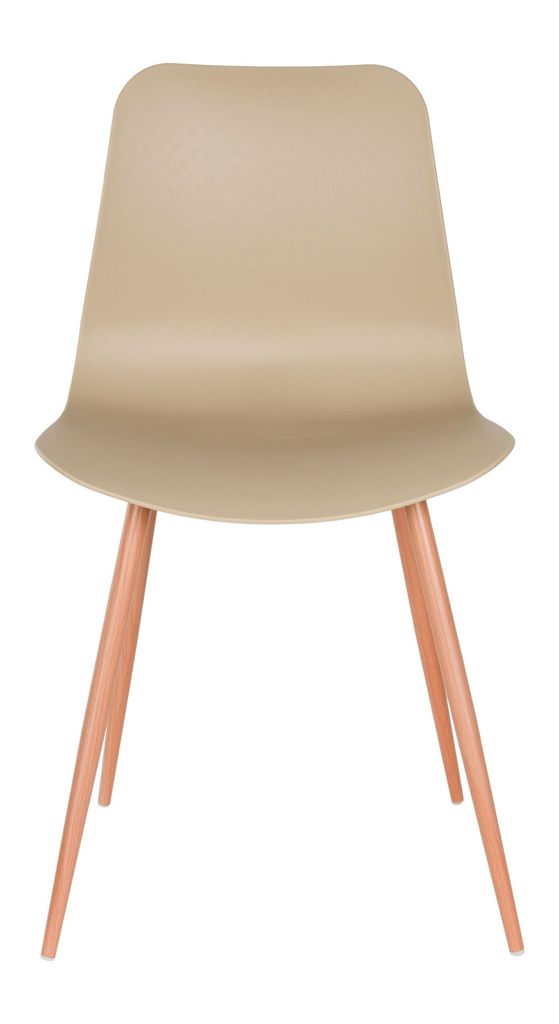 Esszimmerstuhl Leon im 2er-Set, Beige mit Gestell aus Stahl