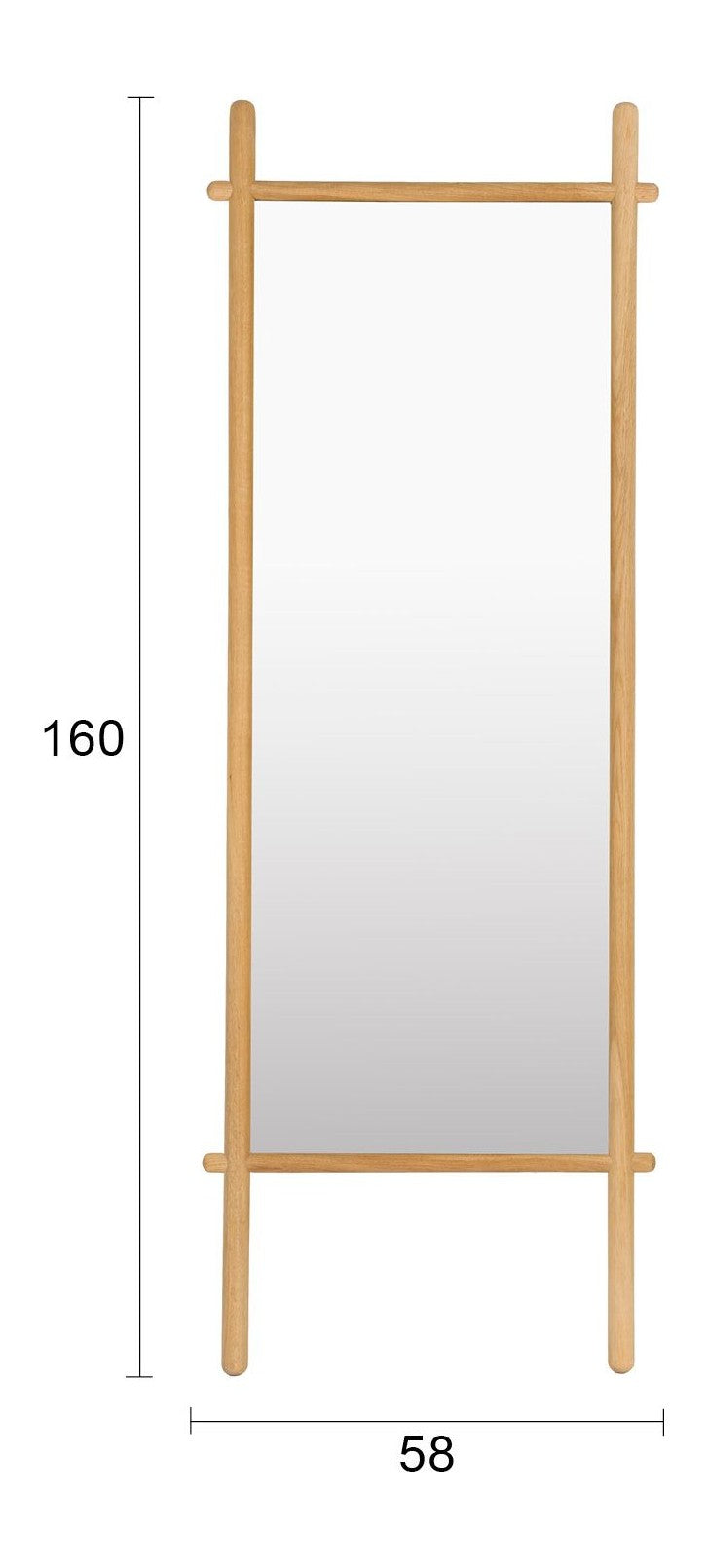 Standspiegel Solene aus Eichenholz in Natur, 58 x 160 cm für den Flur