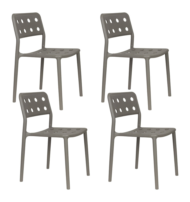 Gartenstuhl Serra im 4er-Set, Grau aus wetterfestem Kunststoff