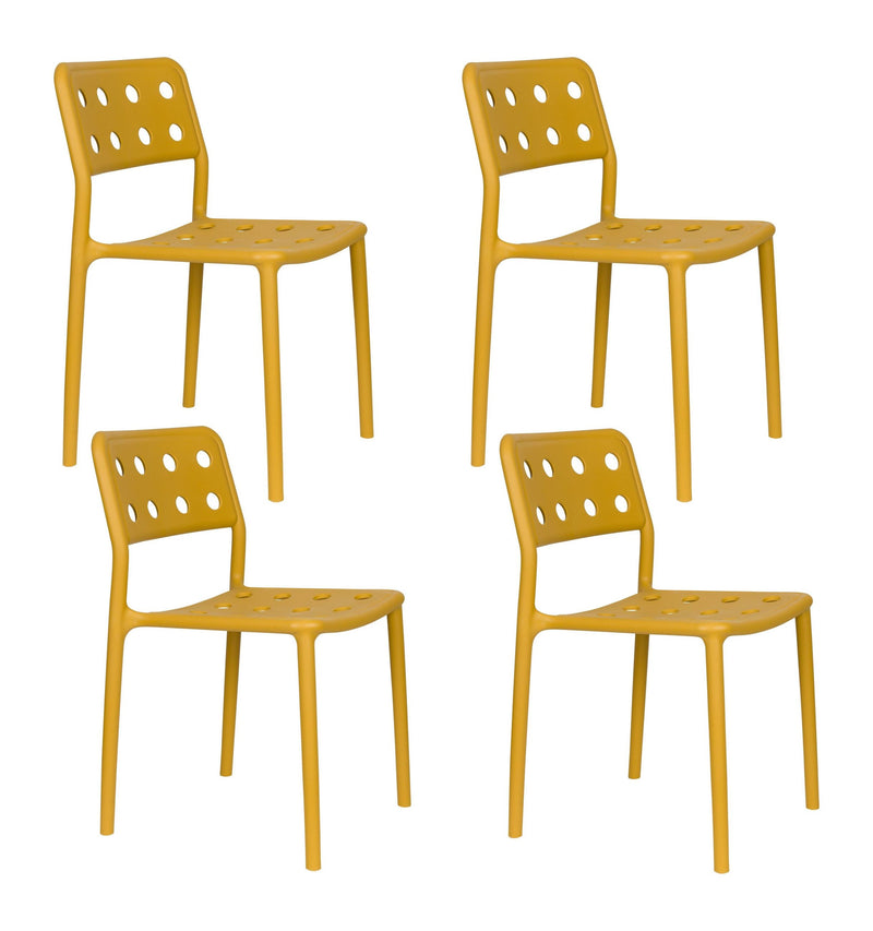 Gartenstuhl Serra im 4er-Set, Ochre-Gelb aus wetterfestem Kunststoff