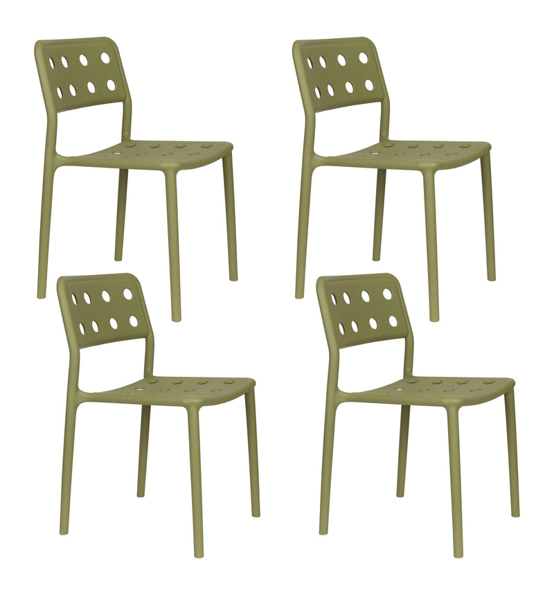 Gartenstuhl Serra im 4er-Set, Grün aus Kunststoff für Balkon