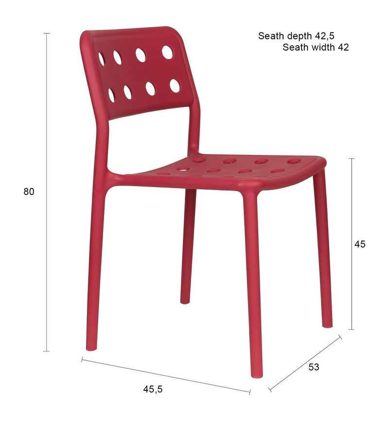 Gartenstuhl Serra im 4er-Set, Rot aus Kunststoff für Balkon & Terrasse