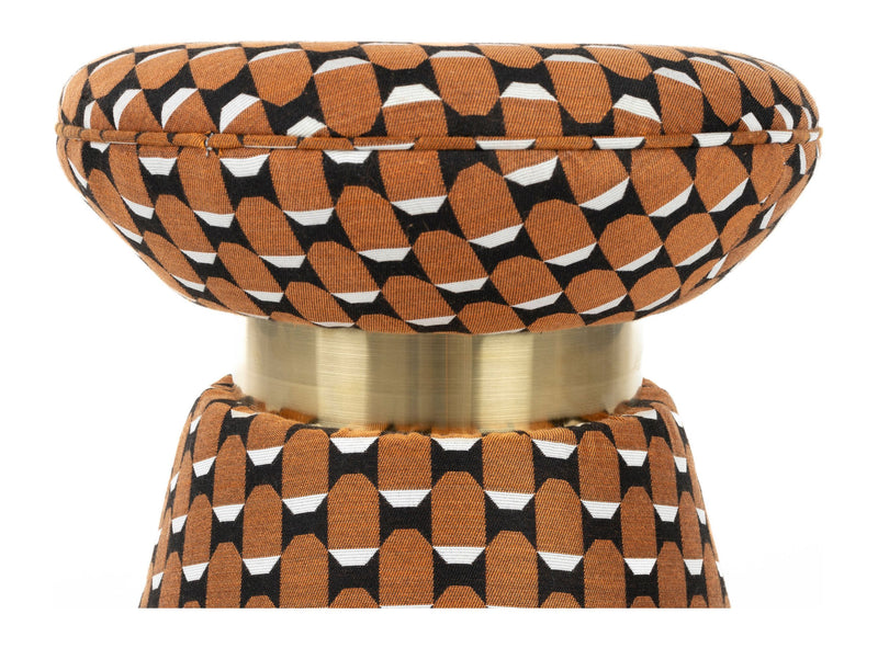 Hocker Pin mit braunem Muster und goldenem Rand, MDF-Gestell