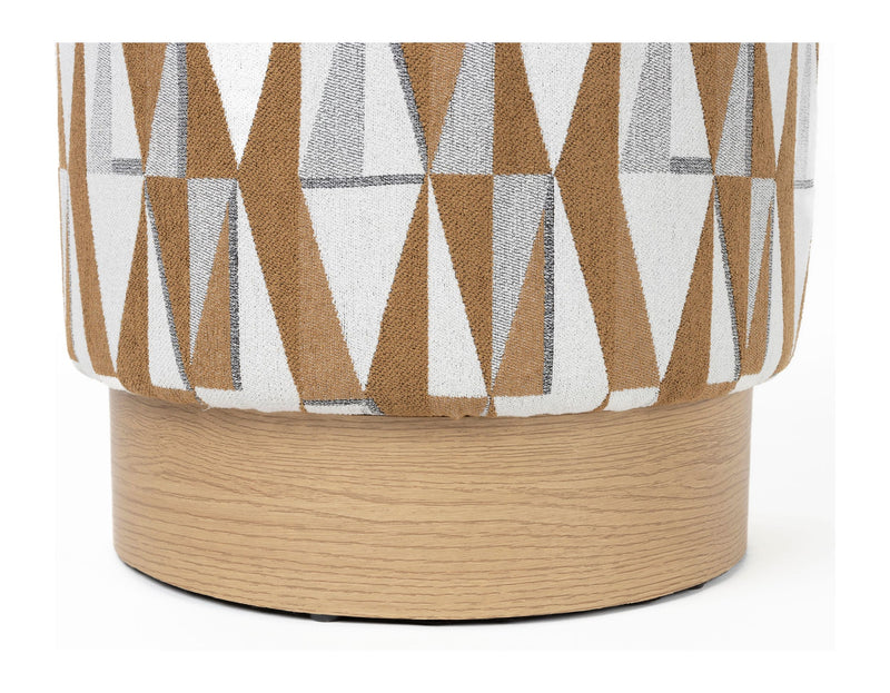 Hocker Ziggy mit Rautenmuster in Beige, Polyesterbezug für Wohnzimmer