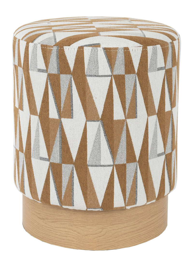 Hocker Ziggy mit Rautenmuster in Beige, Polyesterbezug für Wohnzimmer