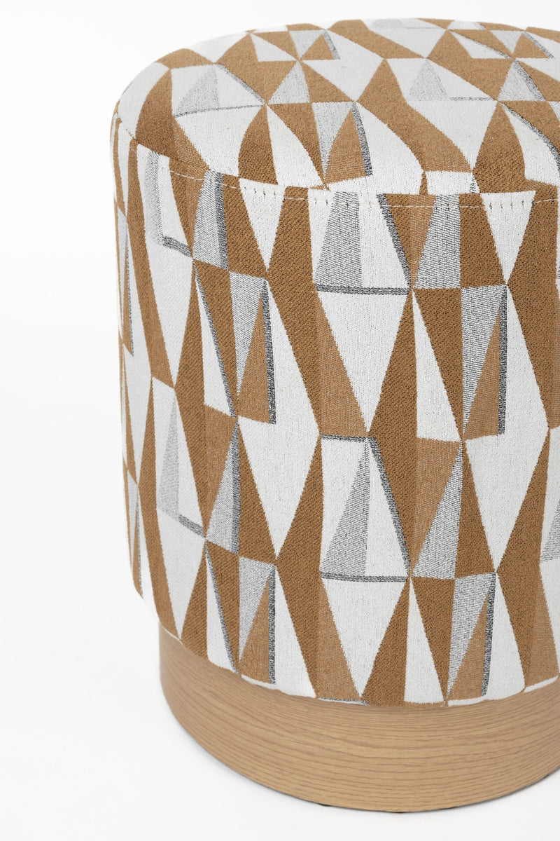 Hocker Ziggy mit Rautenmuster in Beige, Polyesterbezug für Wohnzimmer