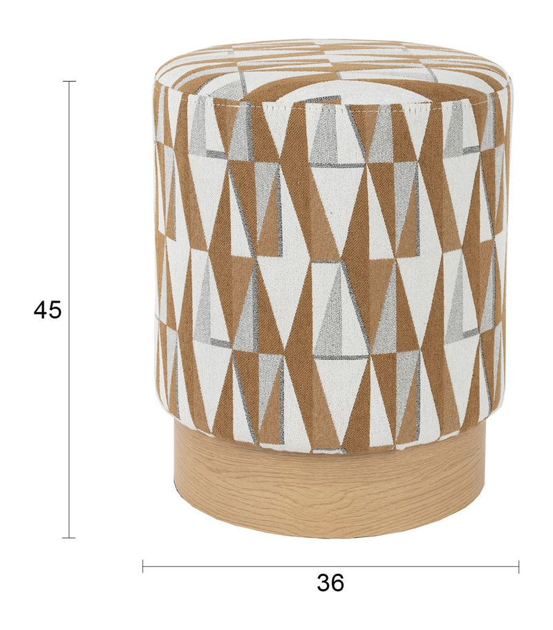 Hocker Ziggy mit Rautenmuster in Beige, Polyesterbezug für Wohnzimmer