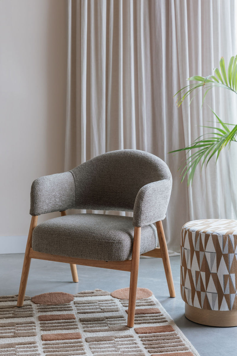 Hocker Ziggy mit Rautenmuster in Beige, Polyesterbezug für Wohnzimmer