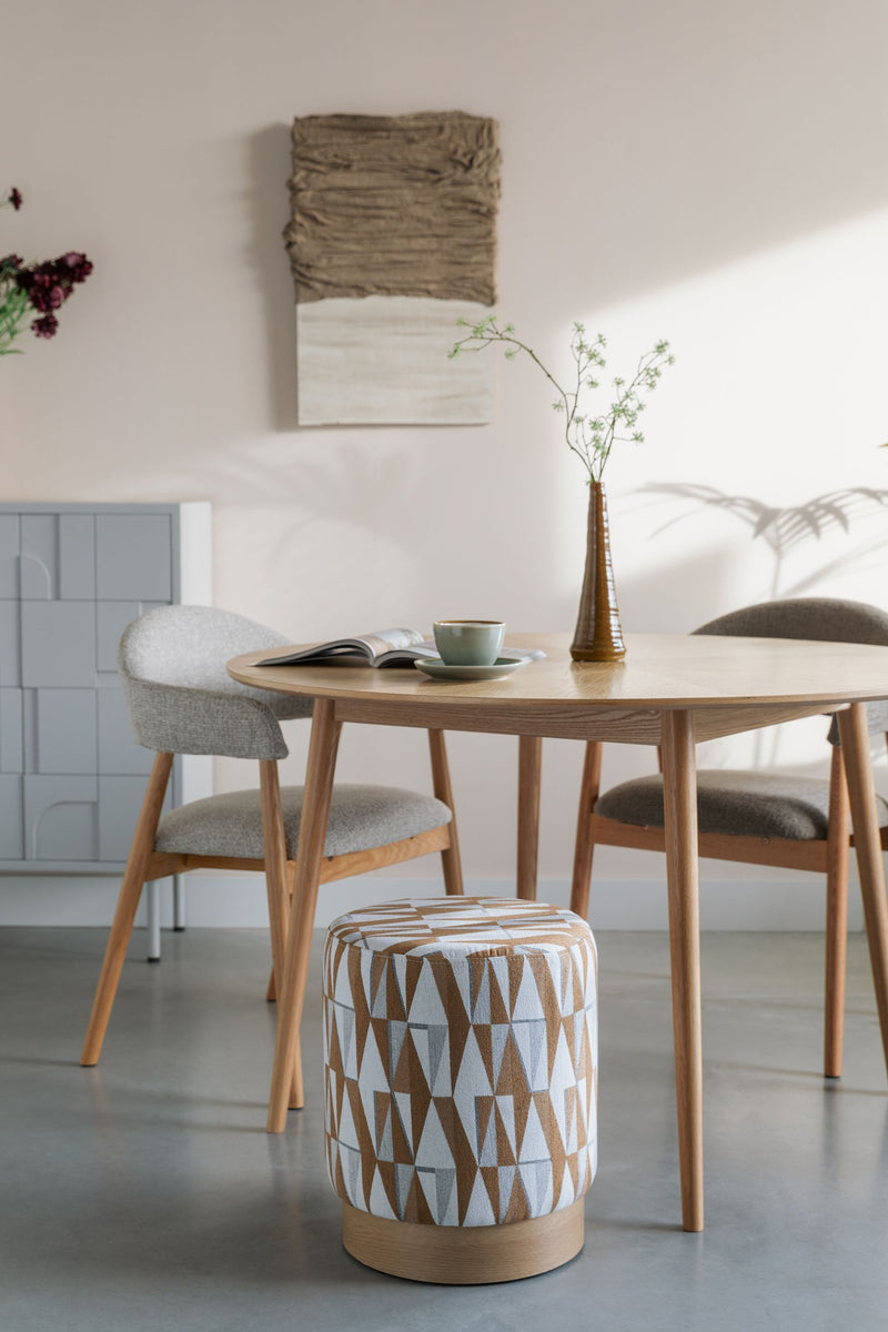 Hocker Ziggy mit Rautenmuster in Beige, Polyesterbezug für Wohnzimmer