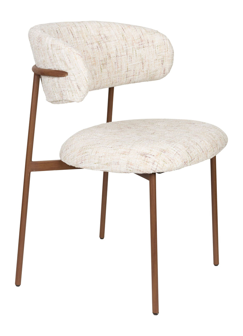 Esszimmerstuhl Claes im 2er-Set, Off-White mit Metallgestell