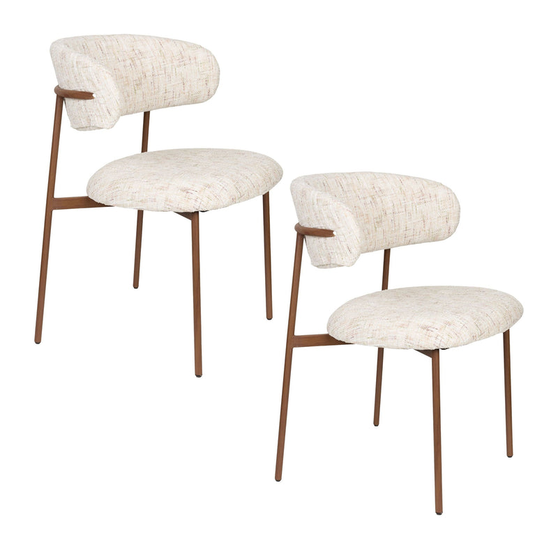 Esszimmerstuhl Claes im 2er-Set, Off-White mit Metallgestell