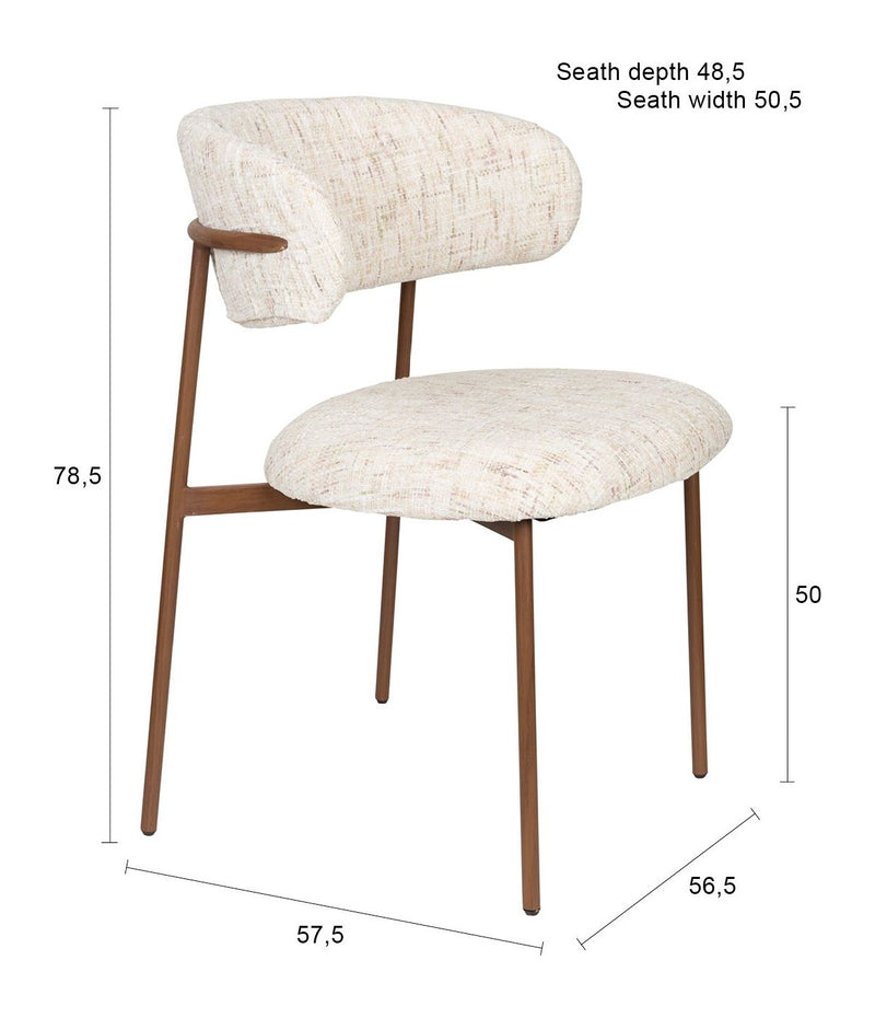 Esszimmerstuhl Claes im 2er-Set, Off-White mit Metallgestell