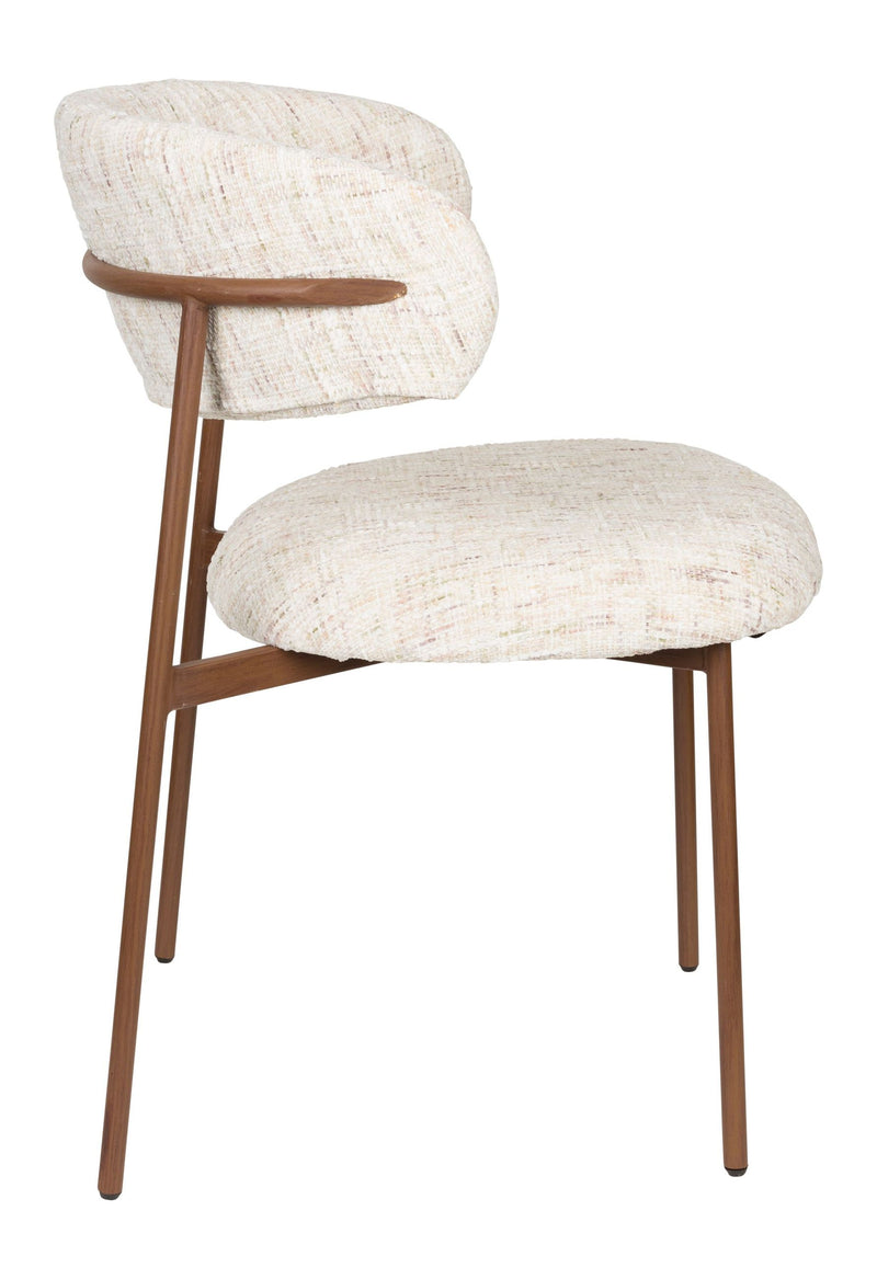 Esszimmerstuhl Claes im 2er-Set, Off-White mit Metallgestell