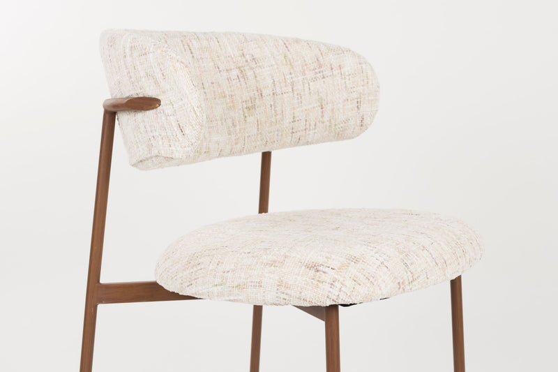 Esszimmerstuhl Claes im 2er-Set, Off-White mit Metallgestell
