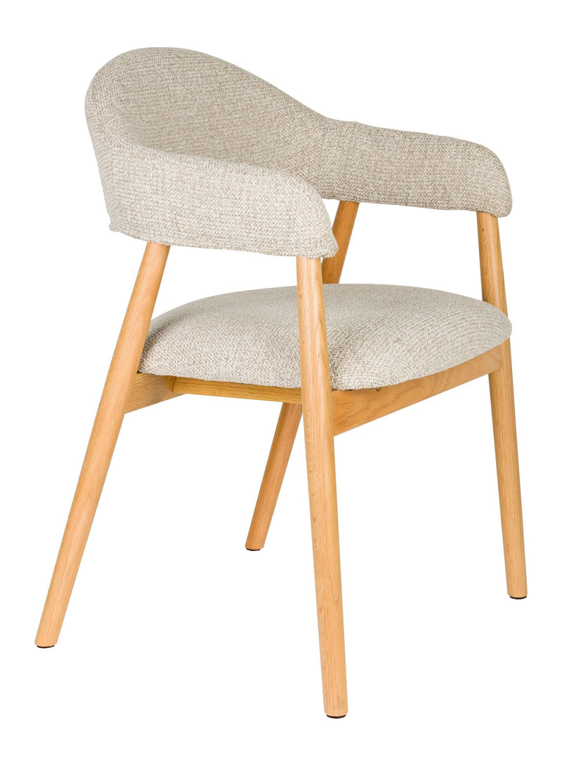 Sessel Indy im 2er-Set, Beige mit Eichenholz-Gestell für Esszimmer