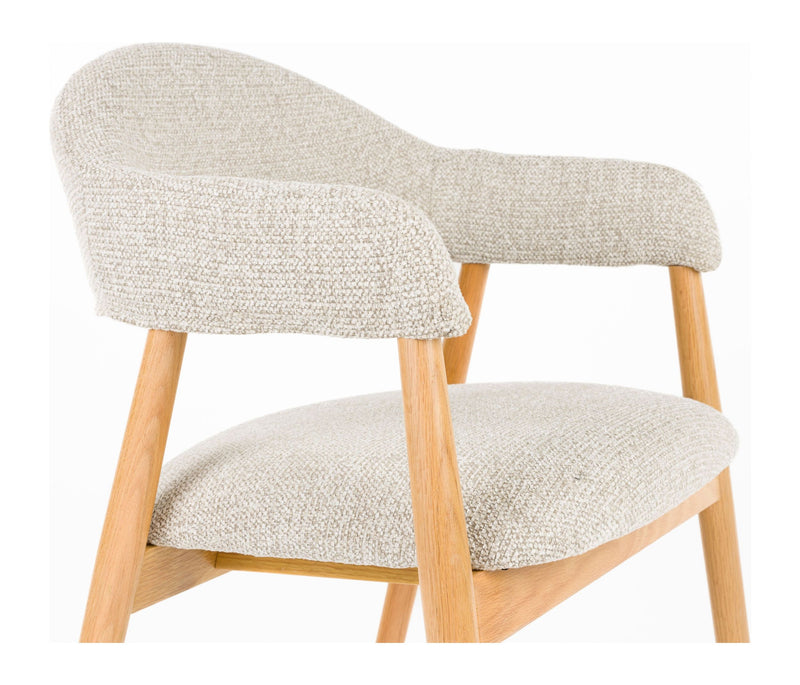 Sessel Indy im 2er-Set, Beige mit Eichenholz-Gestell für Esszimmer