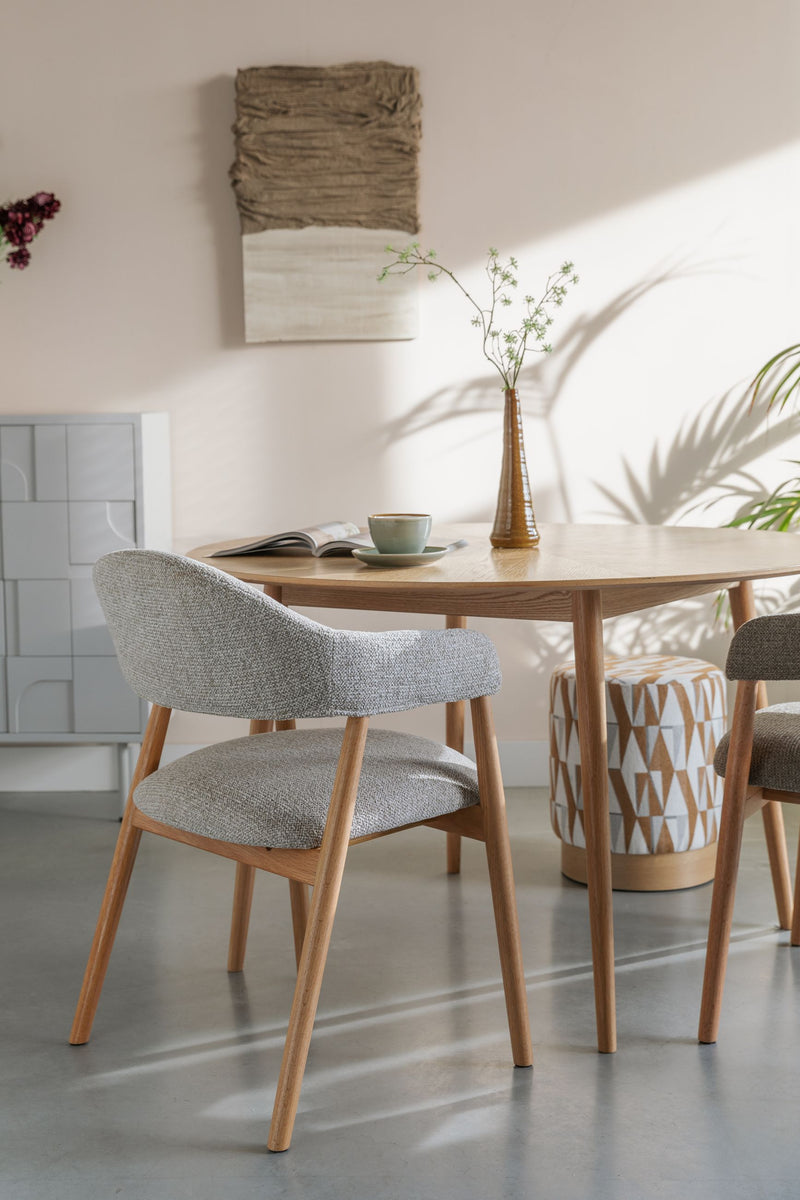 Sessel Indy im 2er-Set, Beige mit Eichenholz-Gestell für Esszimmer