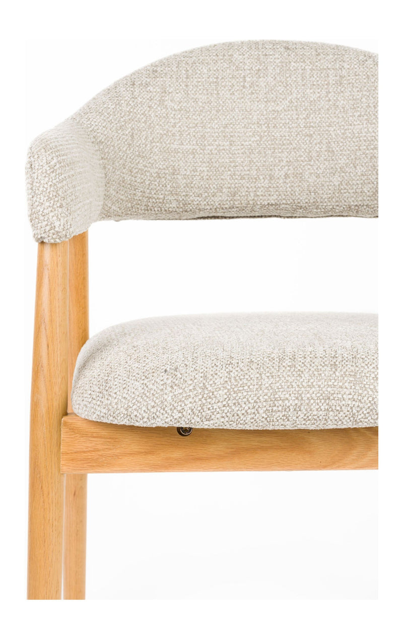 Sessel Indy im 2er-Set, Beige mit Eichenholz-Gestell für Esszimmer