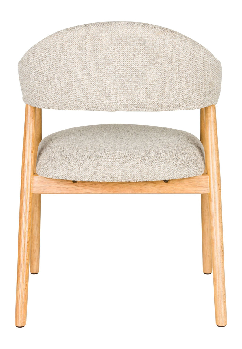 Sessel Indy im 2er-Set, Beige mit Eichenholz-Gestell für Esszimmer