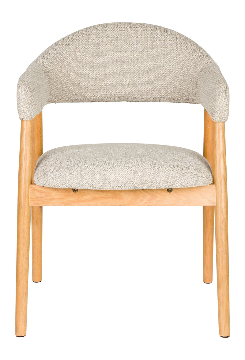 Sessel Indy im 2er-Set, Beige mit Eichenholz-Gestell für Esszimmer