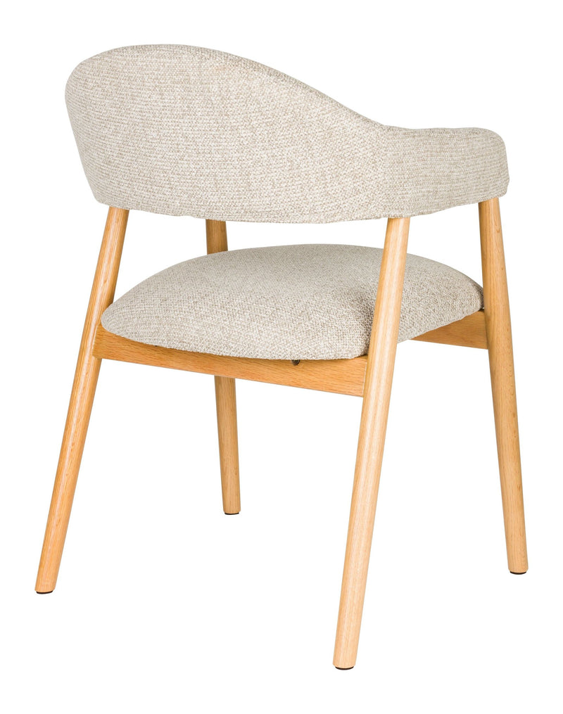 Sessel Indy im 2er-Set, Beige mit Eichenholz-Gestell für Esszimmer