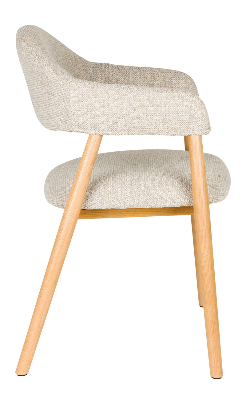 Sessel Indy im 2er-Set, Beige mit Eichenholz-Gestell für Esszimmer