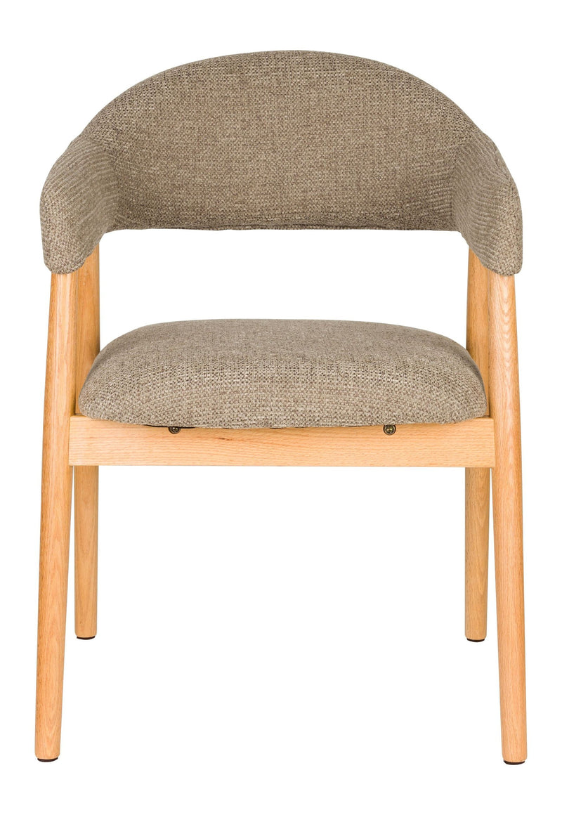 Sessel Indy im 2er-Set, Dunkelbraun mit Gestell aus Eichenholz