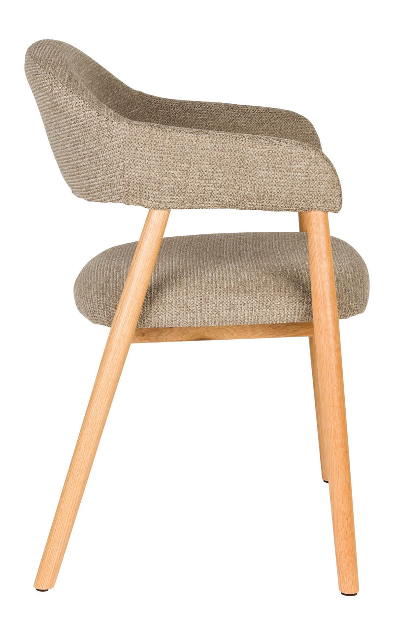 Sessel Indy im 2er-Set, Dunkelbraun mit Gestell aus Eichenholz