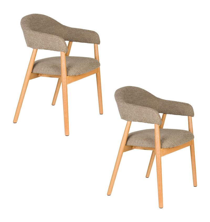 Sessel Indy im 2er-Set, Dunkelbraun mit Gestell aus Eichenholz
