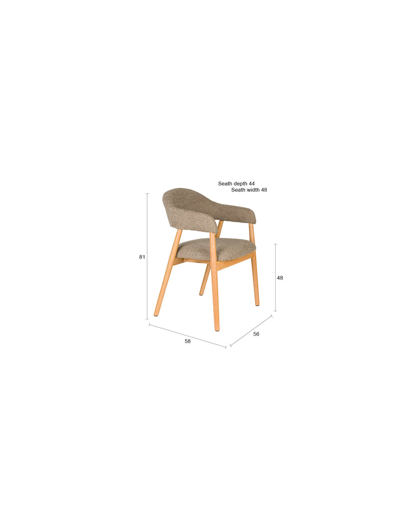 Sessel Indy im 2er-Set, Dunkelbraun mit Gestell aus Eichenholz