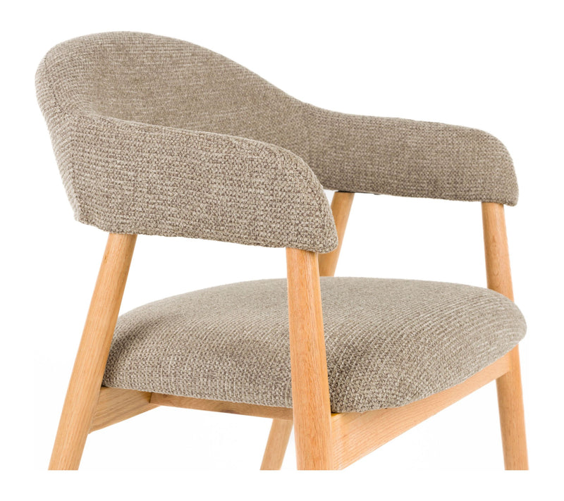 Sessel Indy im 2er-Set, Dunkelbraun mit Gestell aus Eichenholz