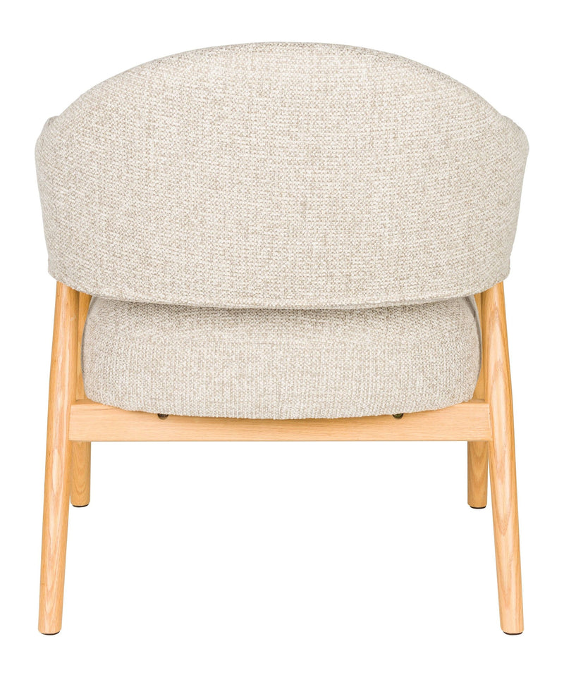 Loungesessel Indy Hellbraun-Beige mit Stoffbezug und Eichenholzgestell