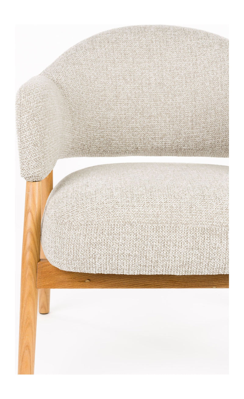 Loungesessel Indy Hellbraun-Beige mit Stoffbezug und Eichenholzgestell