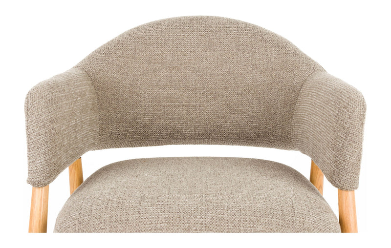 Loungesessel Indy Dark Brown mit Eichenholz-Gestell, Stoffbezug