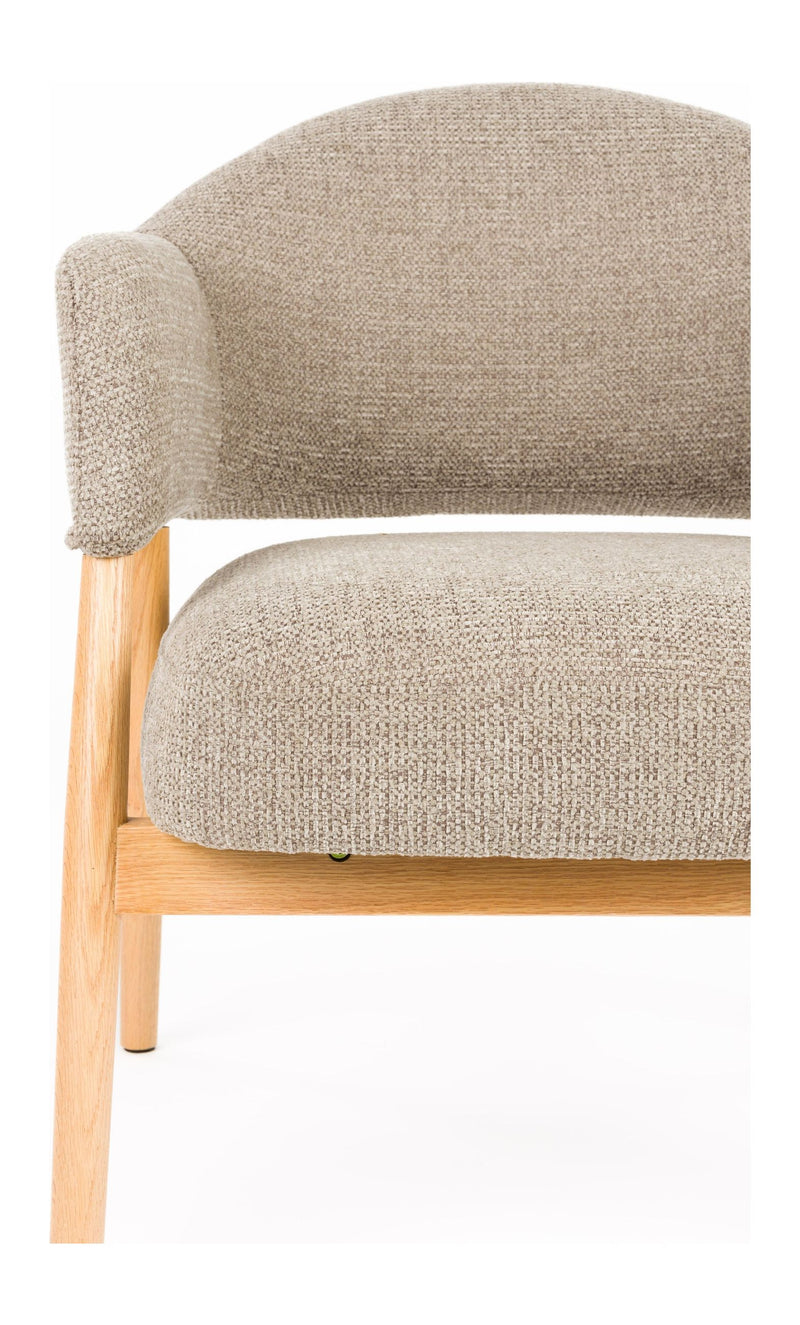 Loungesessel Indy Dark Brown mit Eichenholz-Gestell, Stoffbezug