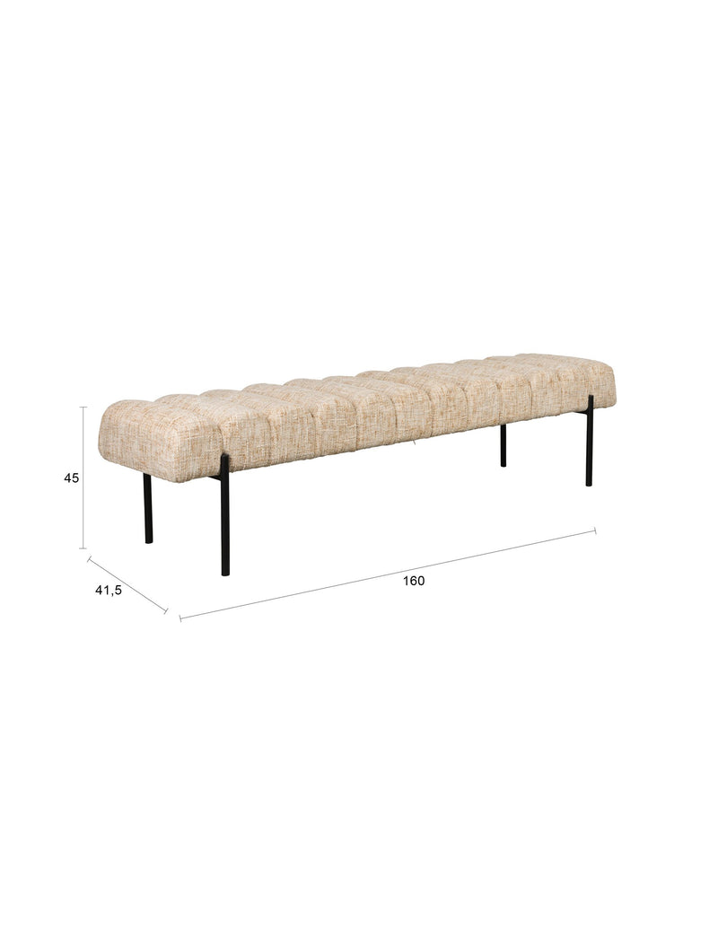 Sitzbank Jethro 160 cm in Beige mit Polsterbezug für Esszimmer