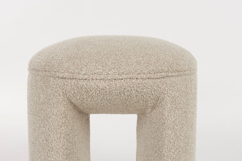Hocker Noxx Beige mit Teddy-Stoff für Wohnzimmer und Schlafzimmer