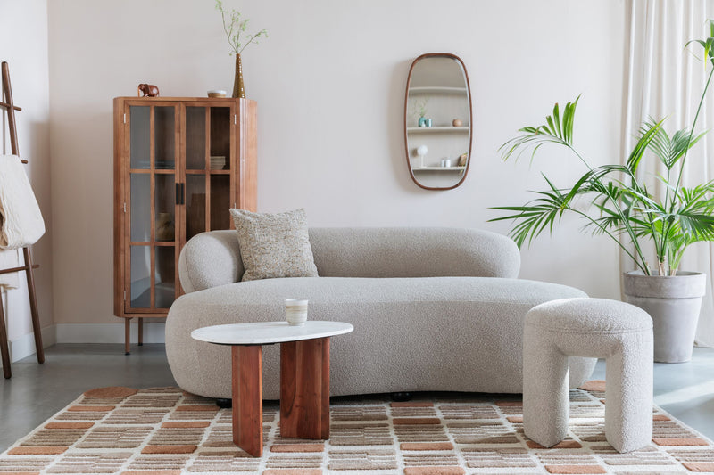 Sofa Noxx 2,5-Sitzer Beige mit weichem Teddy-Stoff-Bezug