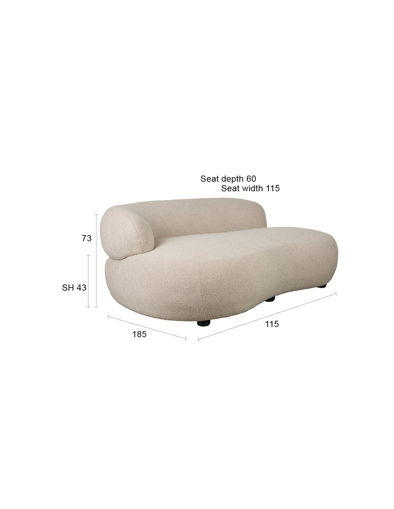 Sofa Noxx 2,5-Sitzer Beige mit weichem Teddy-Stoff-Bezug